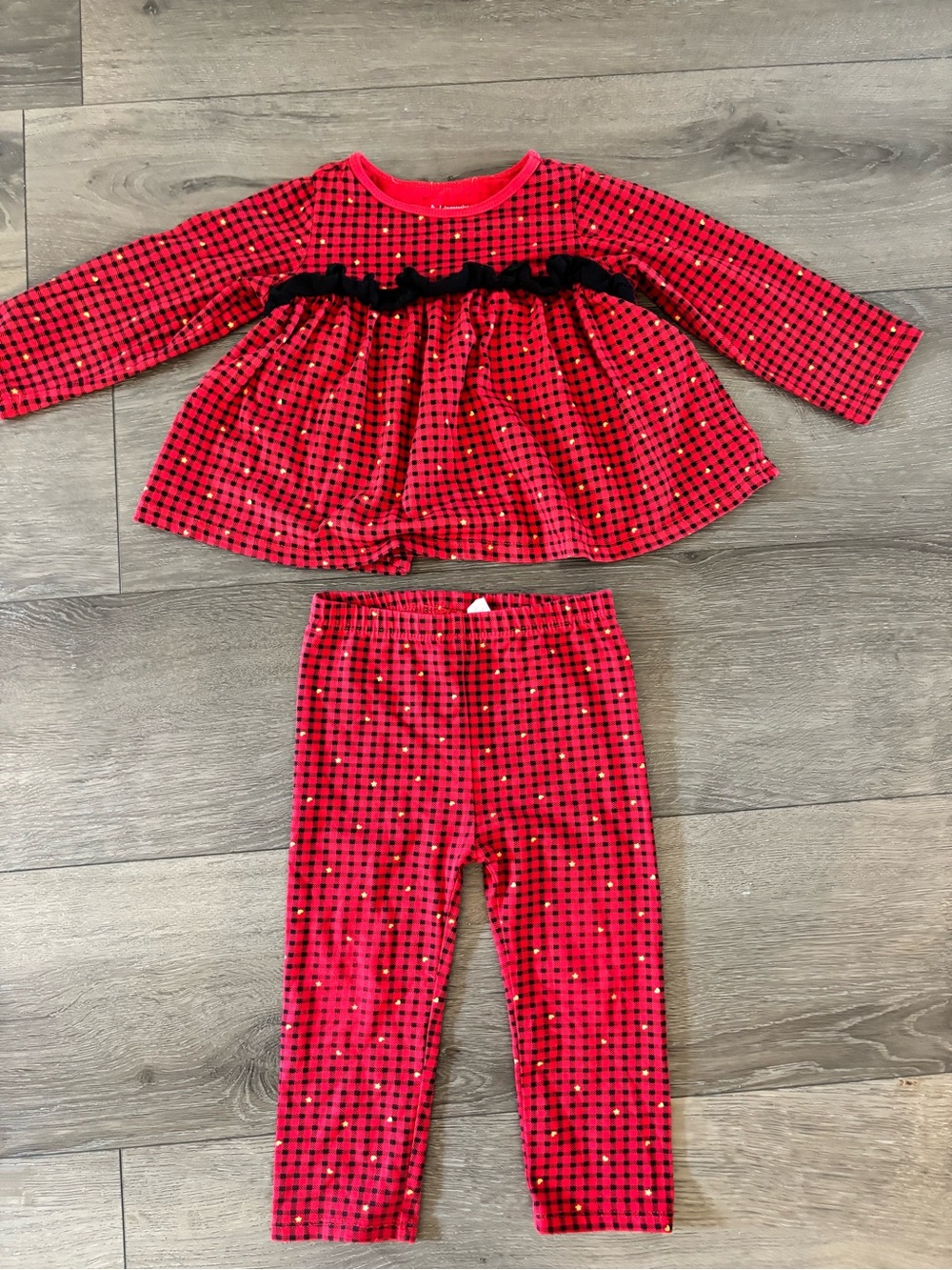 Red Girls' Long Sleeve Two-Piece Set